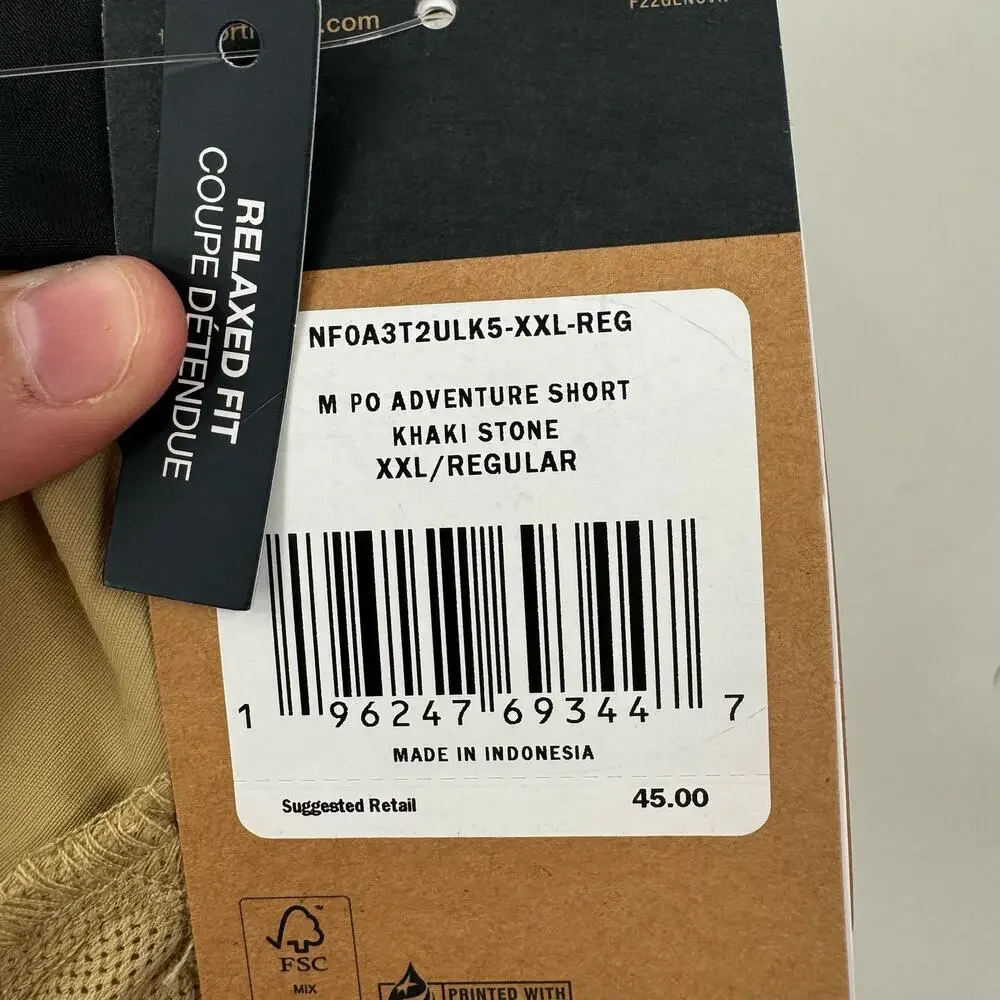 NWT The north face adventure khaki Stone mens shorts